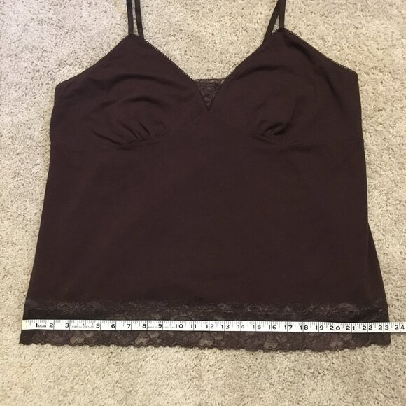 Y2K Brown Cotton Lace Hem and Bust Bodycon Cami - Picture 14 of 15